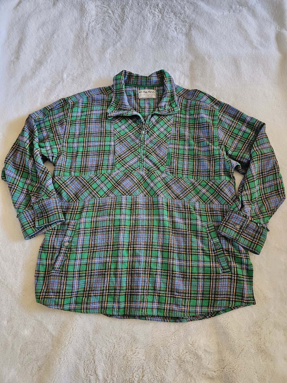 Free People We The Free Half Zip Plaid Pullover Size Large
